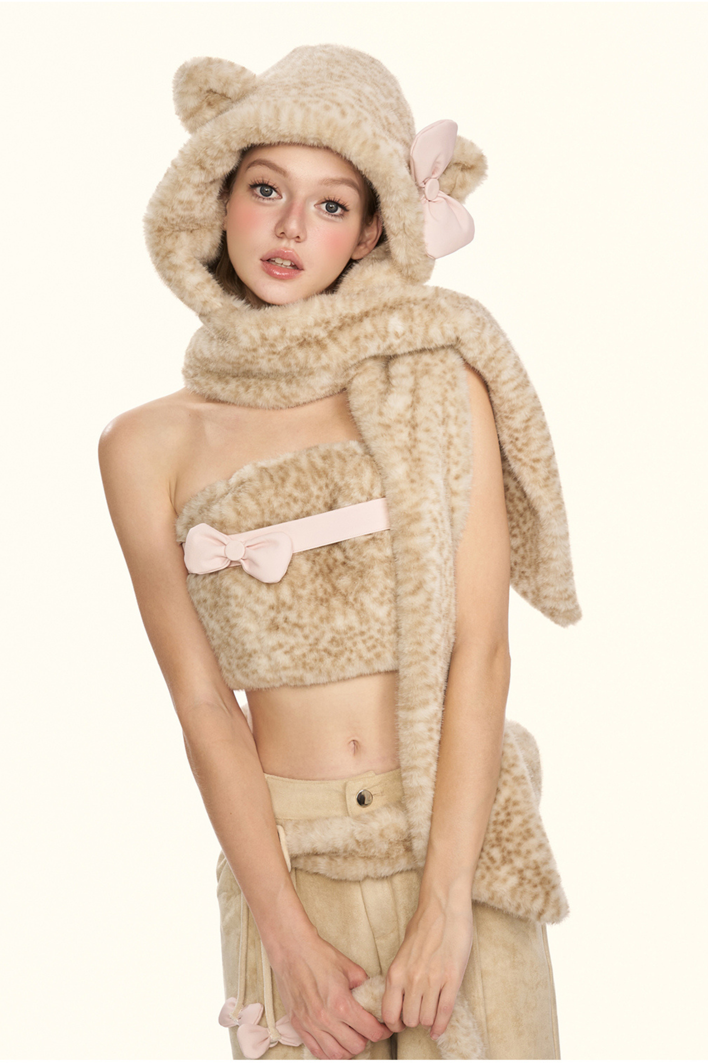 Little Milk Leopard Top + Pants + Hat + Belt