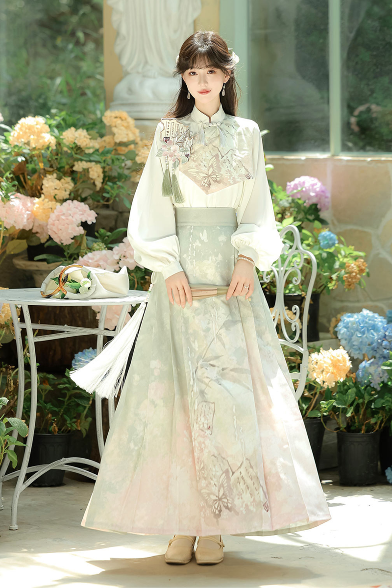 Retro China Top + Long Skirt