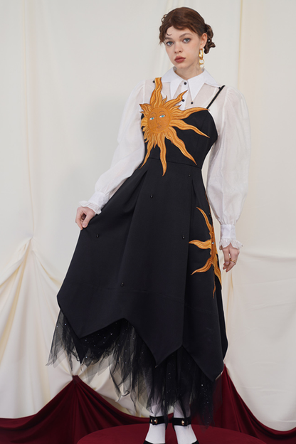Sunflower Straps Slim Swing Retro Dress
