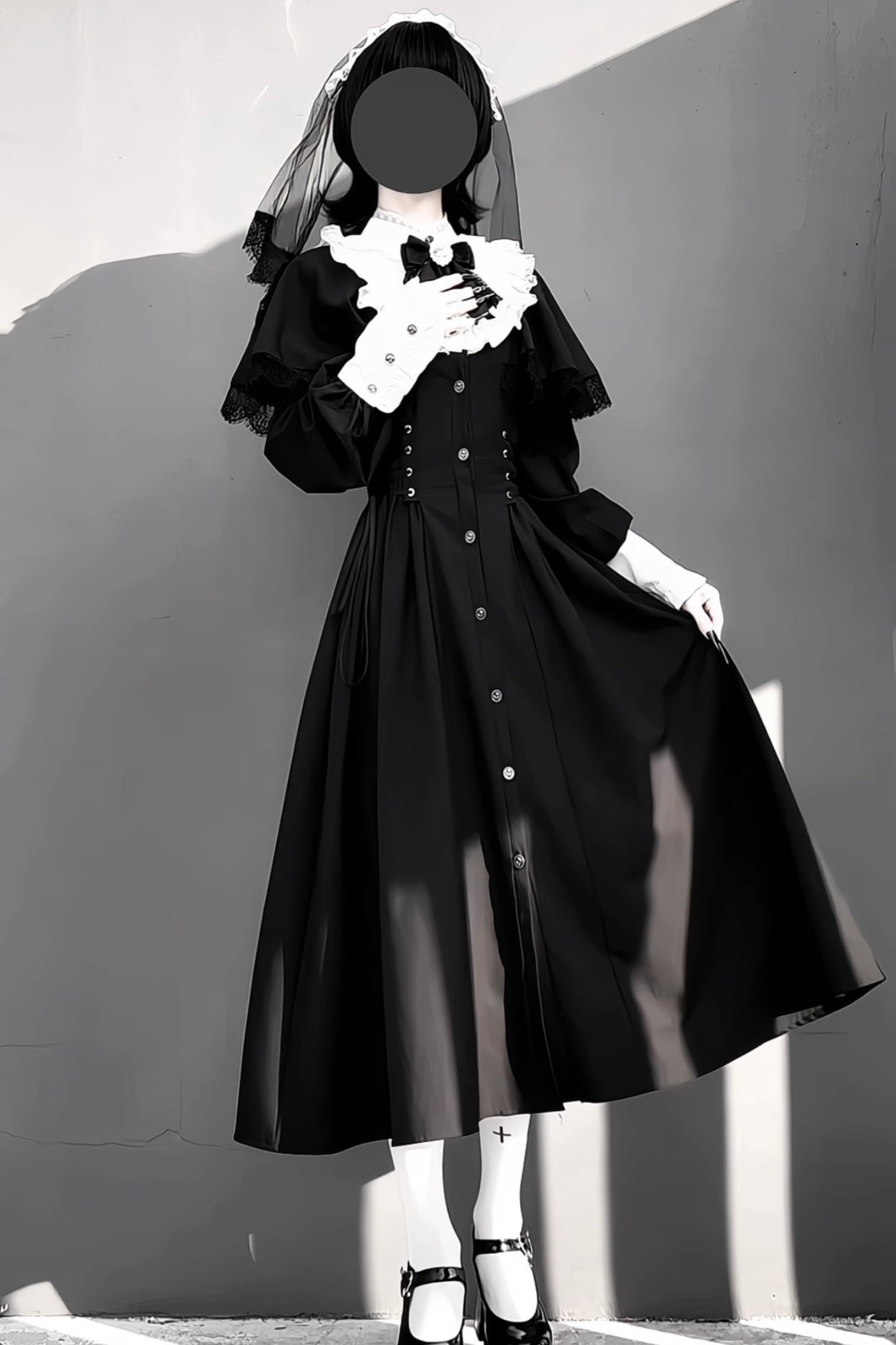 Gothic Layered Lace Long Dress