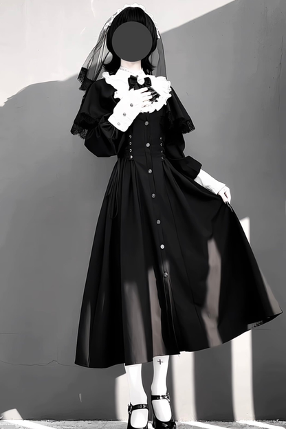 Gothic Layered Lace Long Dress