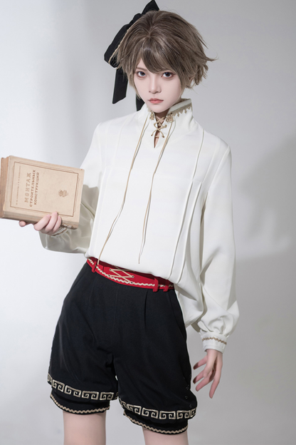 Retro Stand Collar Shirt + Shorts + Jacket