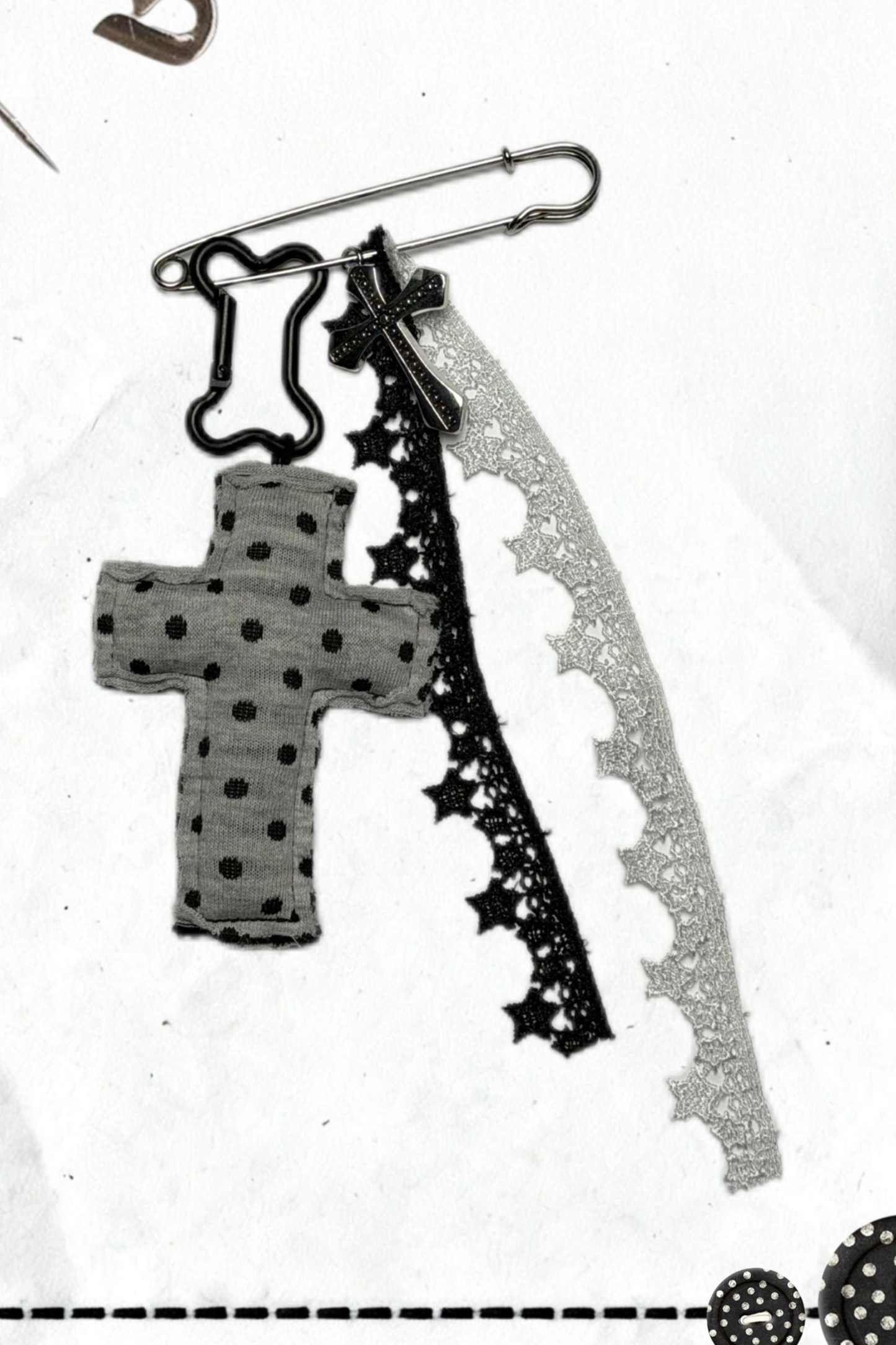 Cross Dot Turtleneck Top + Skirt + Pendant