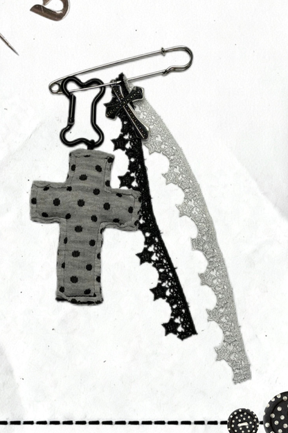Cross Dot Turtleneck Top + Skirt + Pendant