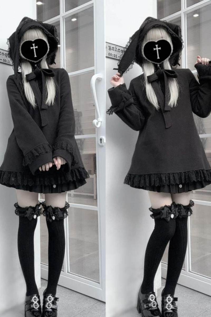 Flared Lace Top + Bunny Ear Hat