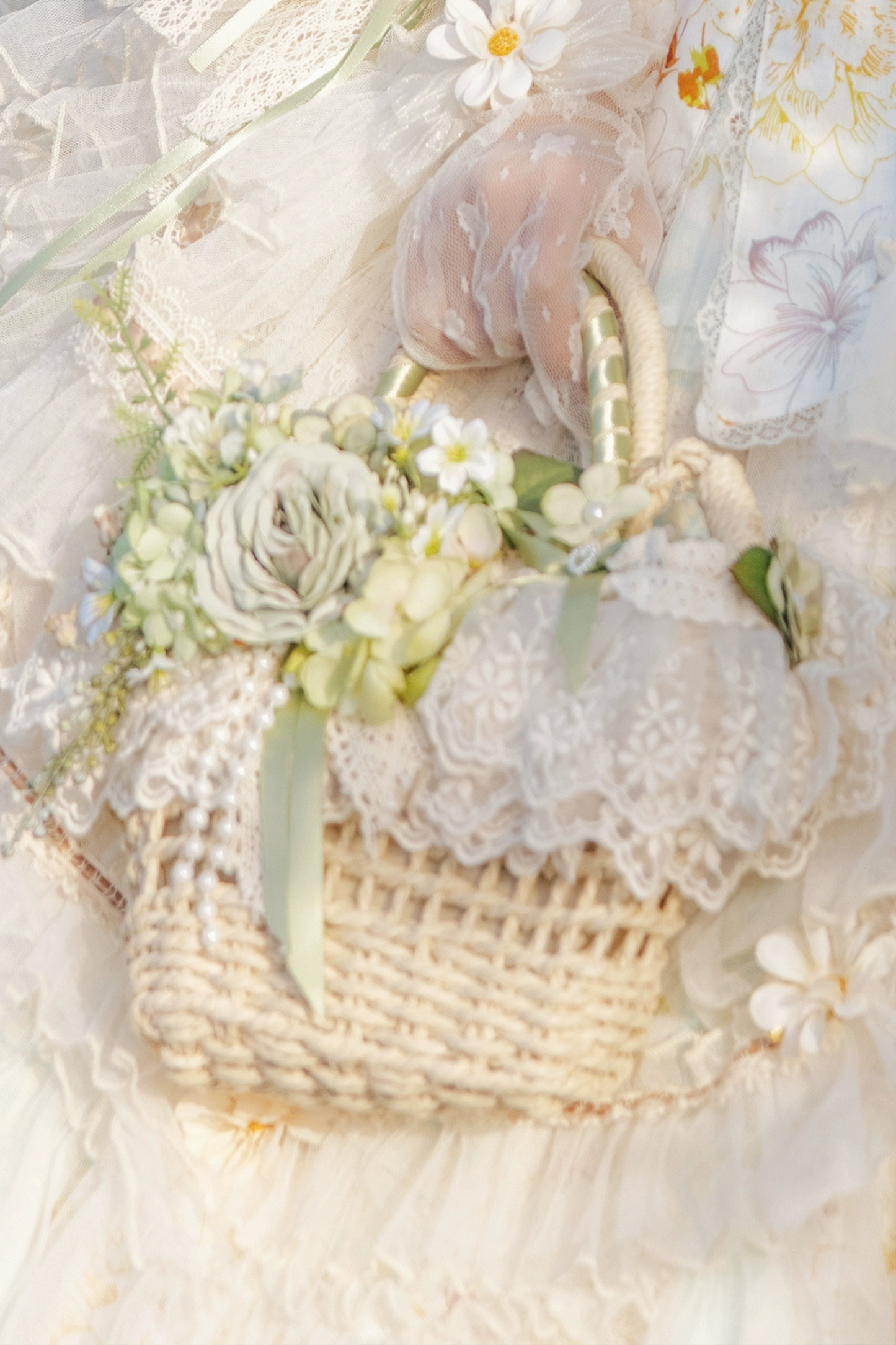 Daisy Wedding Lolita Hat + Gloves + Bag + Necklace