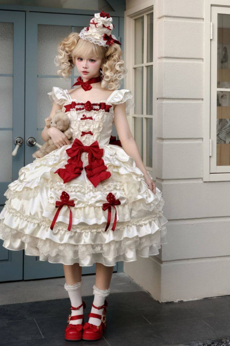 Sweet Pure Lolita Dress + Tail + Ribbon