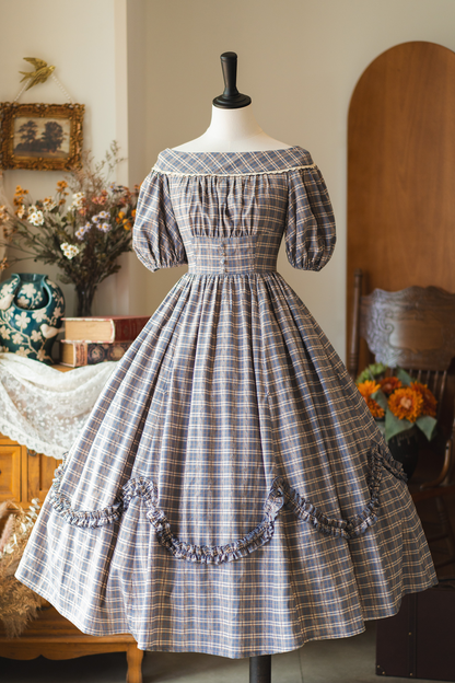 Forest Ward Retro Plaid Lolita Dress + Petticoat