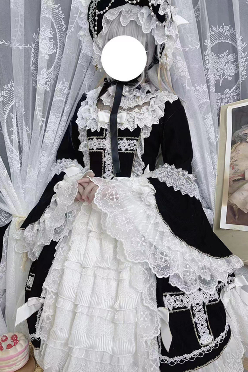 Gothic Doll Lace Dress + Bonnet