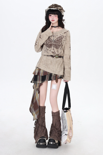 Butterfly Print Ripped Cover Up Top