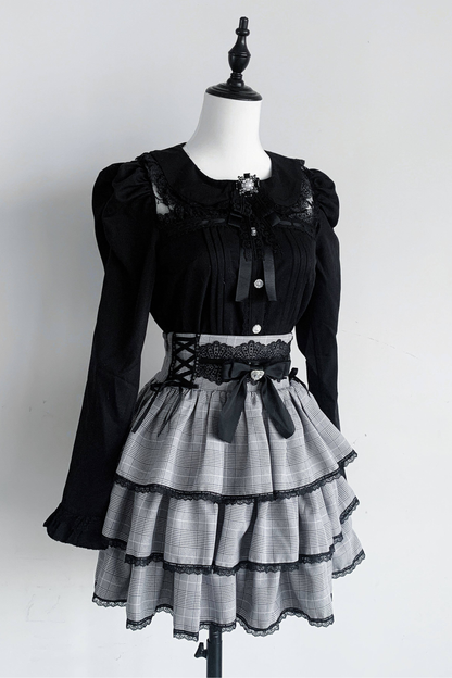 Dark Lace Top + Skirt