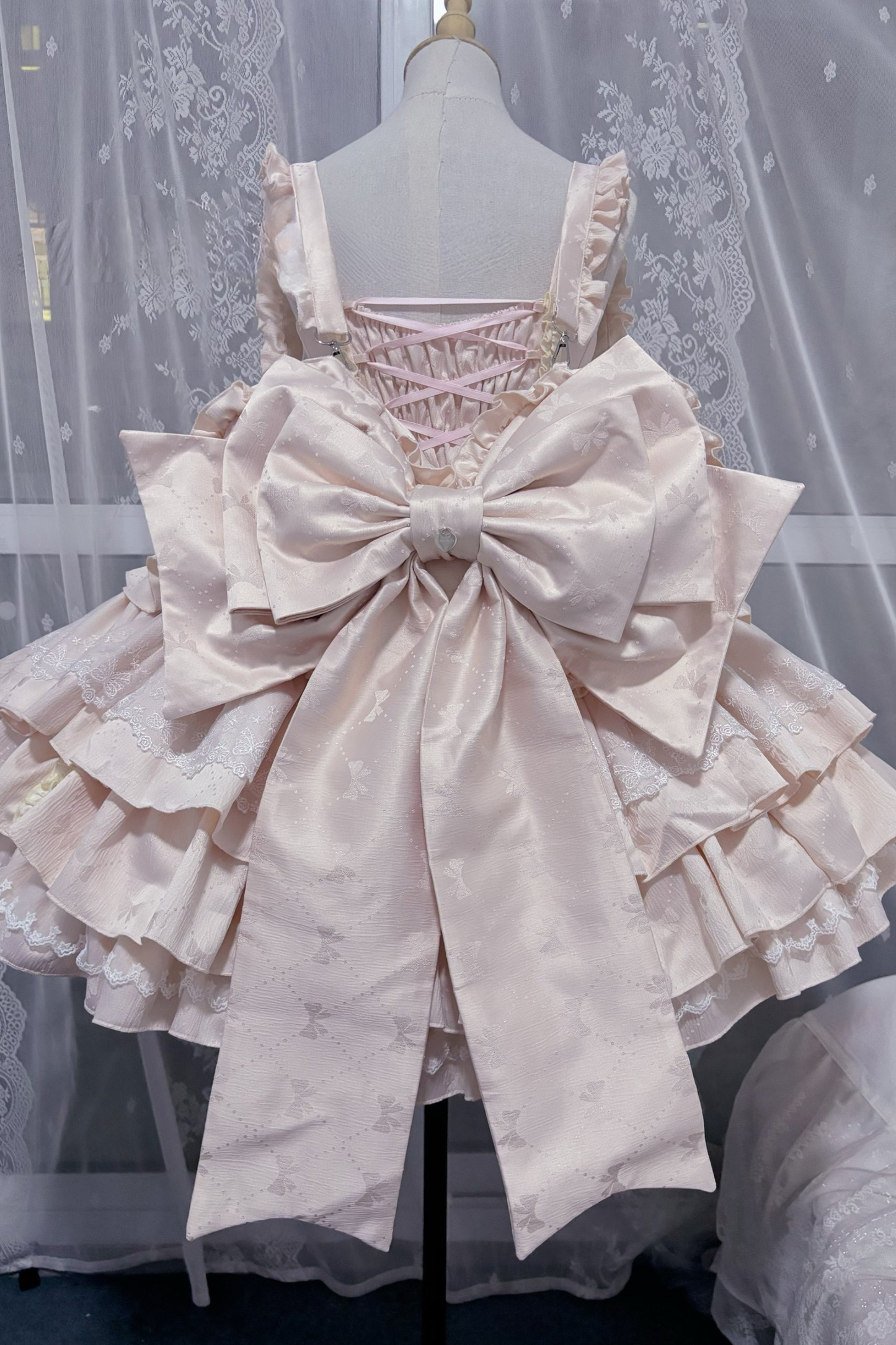 Layered Ruffle Sweet Princess Lolita Jumper Skirt + Tail + Headband + Cape + Bonnet