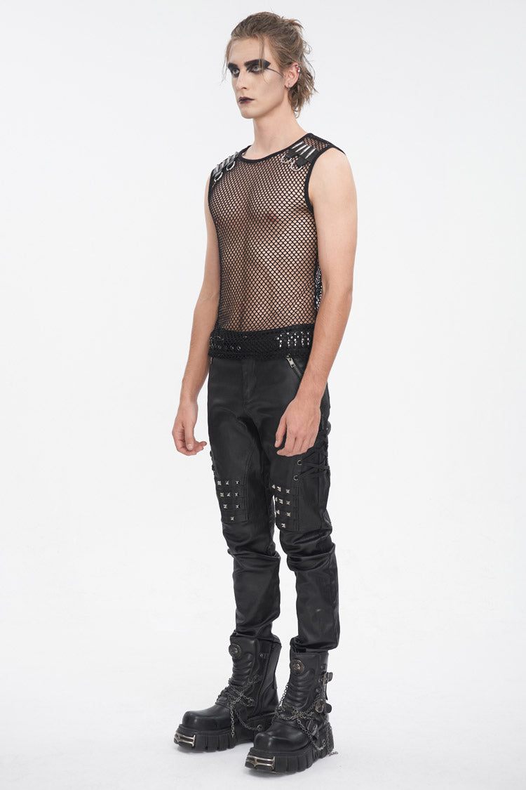 Black Round Collar Mesh Gothic Vest