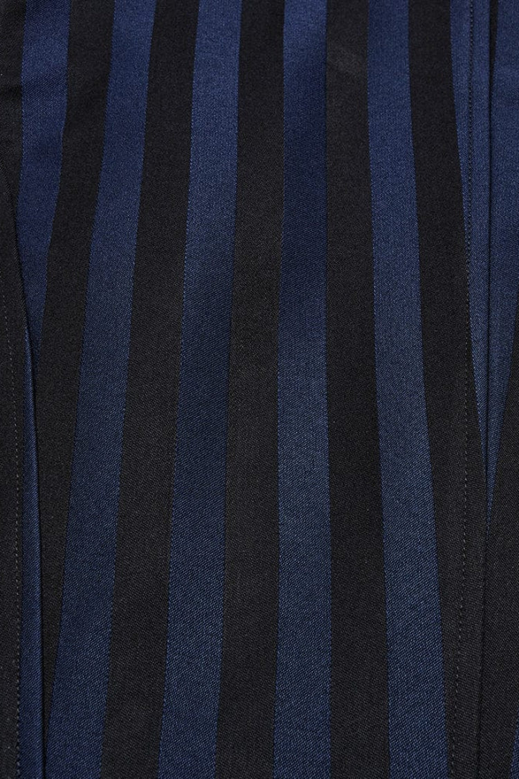 Black/blue V Collar Sleeveless Striped Print Buckle Punk Vest
