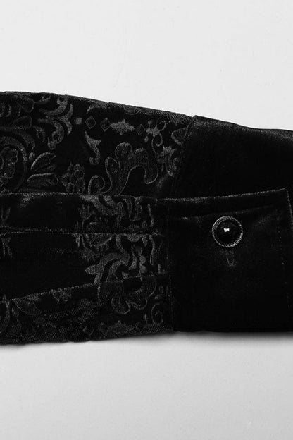 Long Sleeves Embossed Velvet Print Gothic Blouse 2 Colors