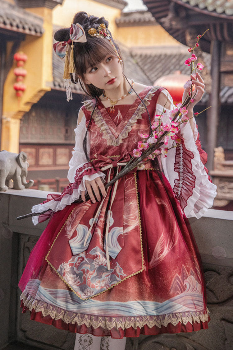 Chinese Style Hime Sleeves Ruffled Classic Lolita Op Dress