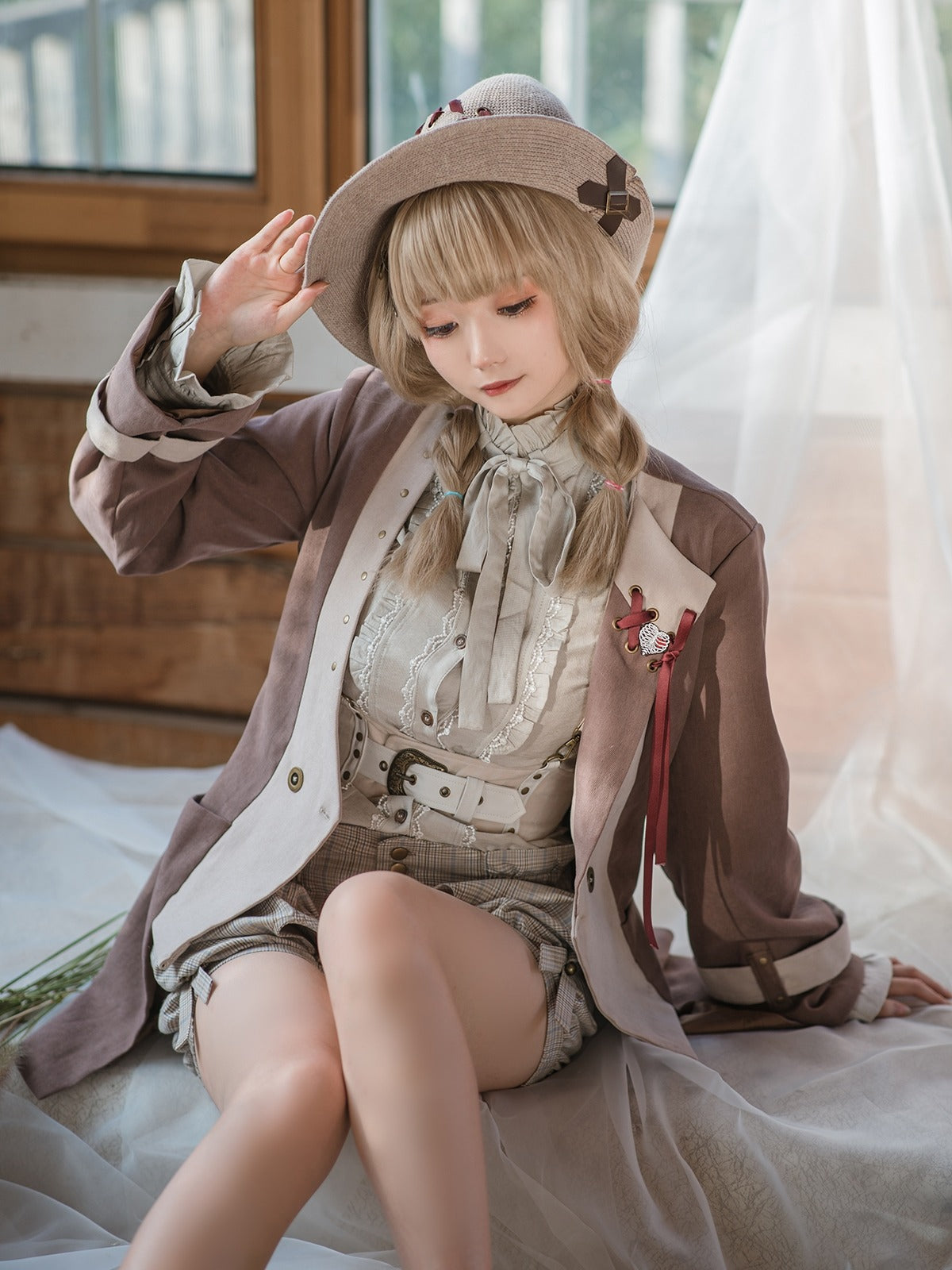 Steam Continental Khaki Curved Knit Witch's Hat