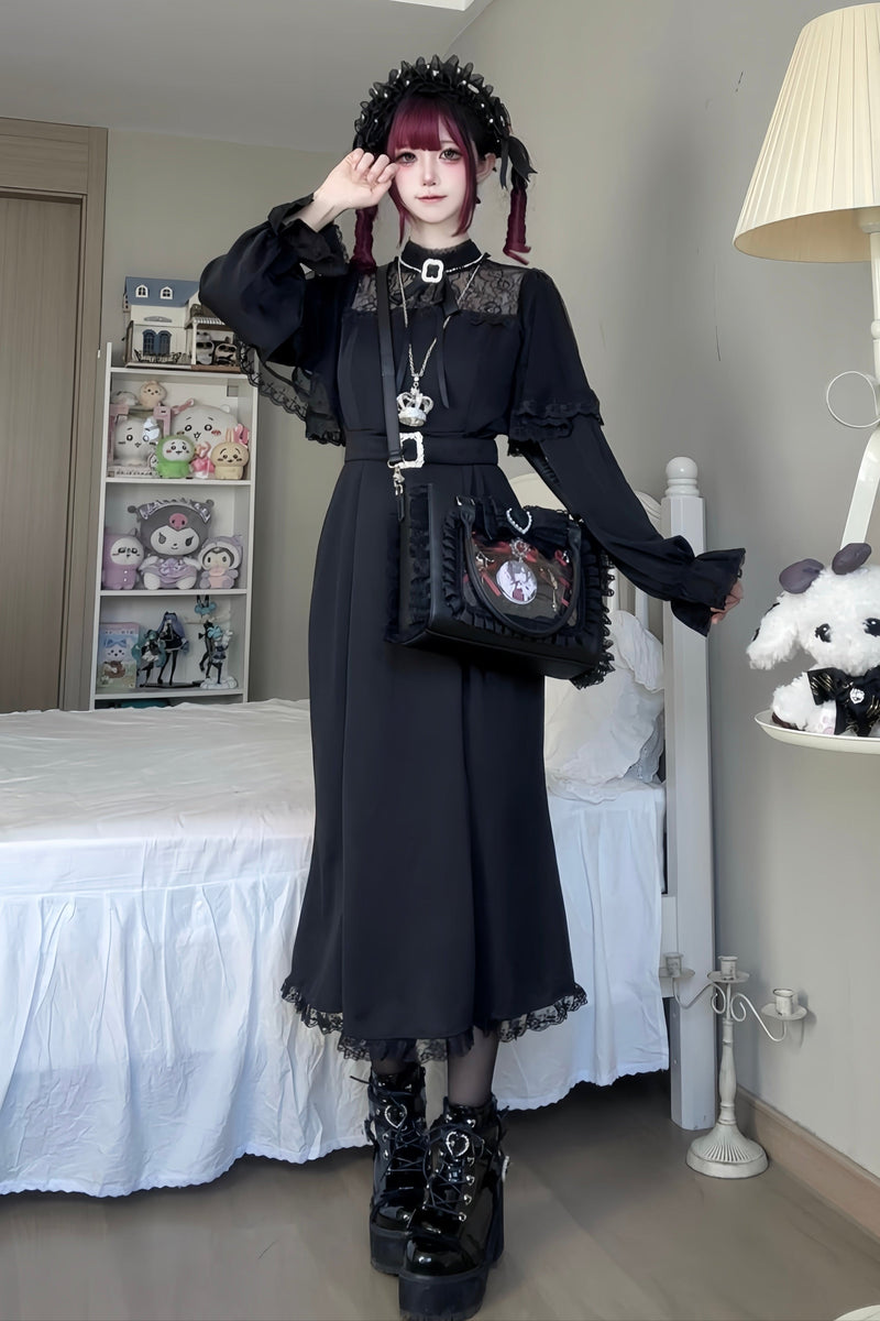 [pre-order] Clear Lace Ribbon Long Dress