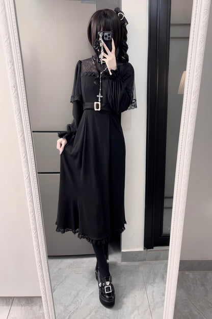 [pre-order] Clear Lace Ribbon Long Dress