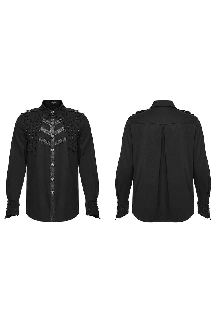 Black Hollow Hole Stitching Steampunk Blouse