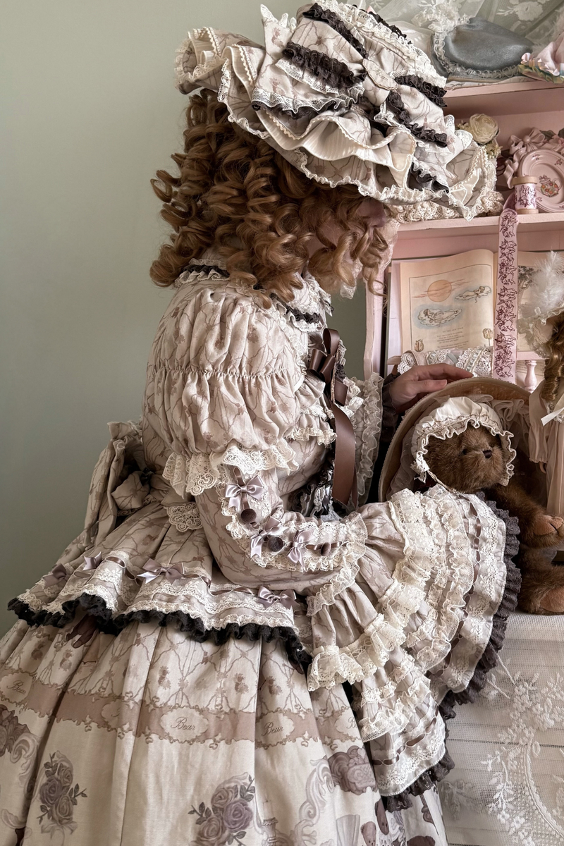 Briana Bear Print Dream Doll Lolita Dress + Jsk + Skirt + Shirt + Petticoat