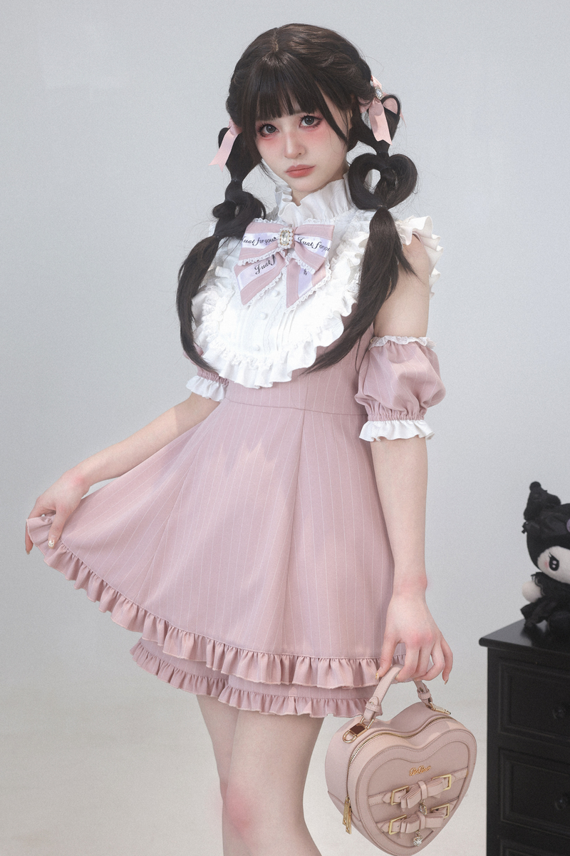 Rose Princess Off-the-shoulder Ruffle Ribbon Top
