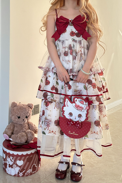 Retro Antique Cherry Sweet Lolita Dress + Jumper Skirt