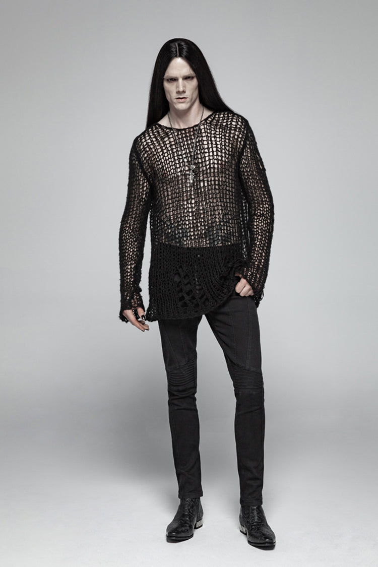 Black Ripped Pullover Steam Punk Sweater