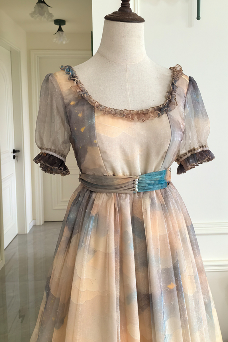 Marble Art High Waist Mark Lolita Dress
