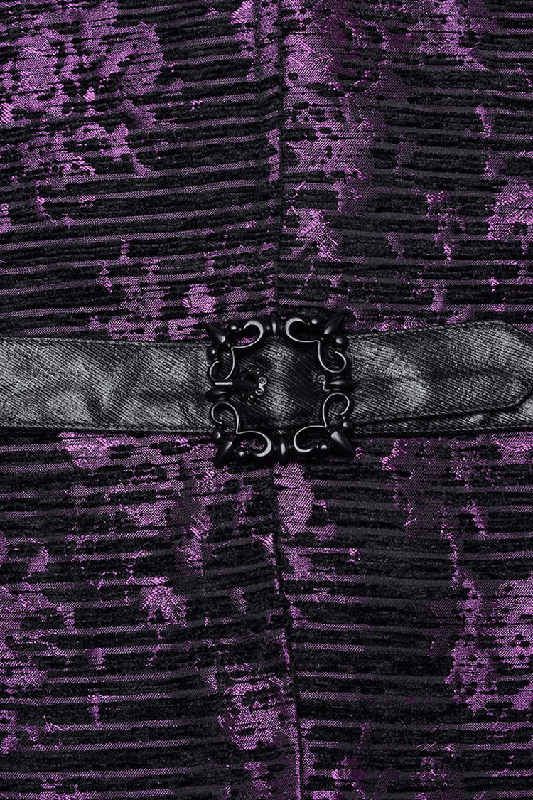Violet V Collar Sleeveless Print Skull Buckle Gothic Vest