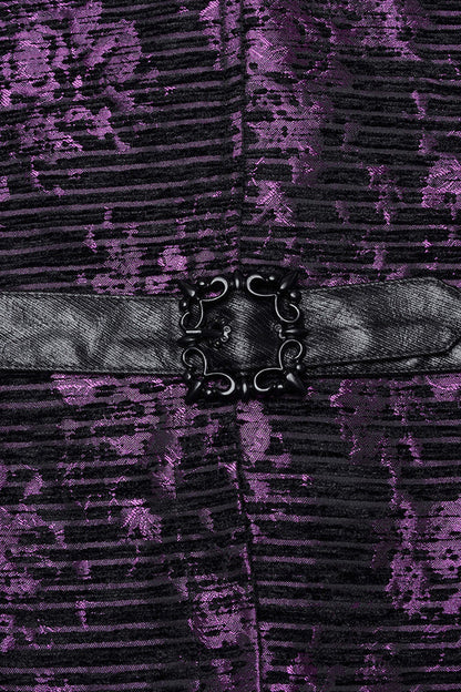 Violet V Collar Sleeveless Print Skull Buckle Gothic Vest