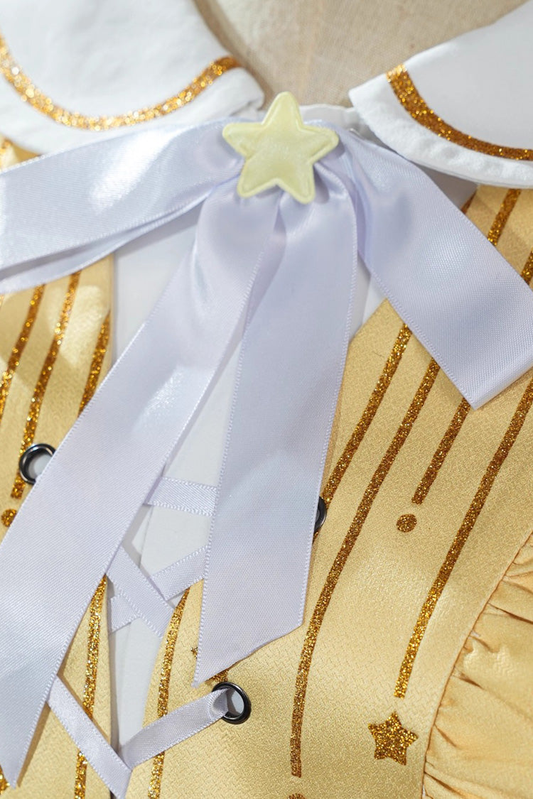 Yellow [identity V Toy Merchant Glimmer Within Reach] Triple-layered Print Ruffle Bowknot Classic Cosplay Lolita Dress Set