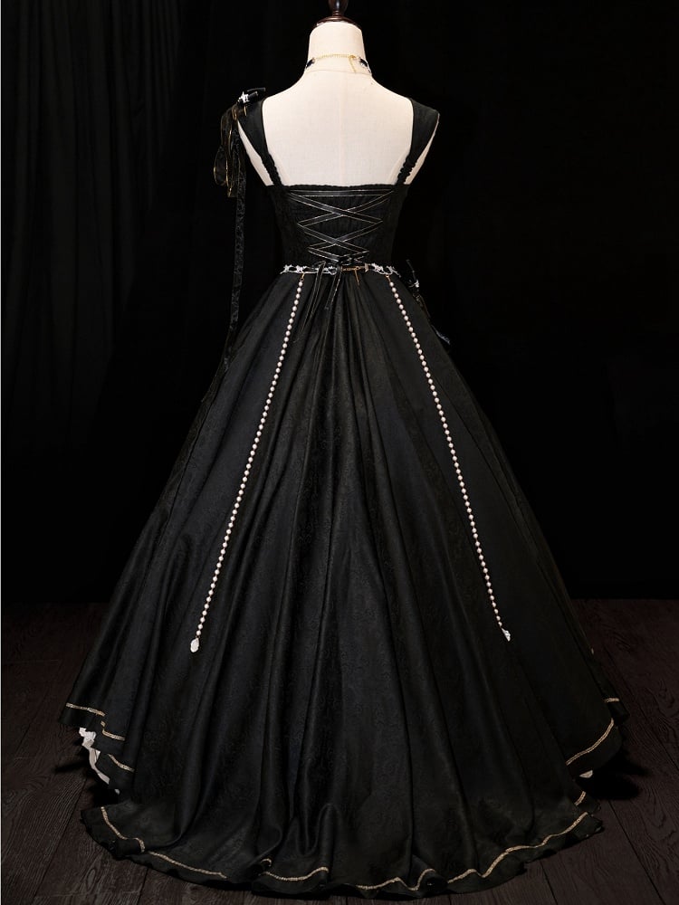 [pre-order Deadline: May 3] Black and White Corset Lace Ribbon Lolita Jsk Princess Dress + Complete Set