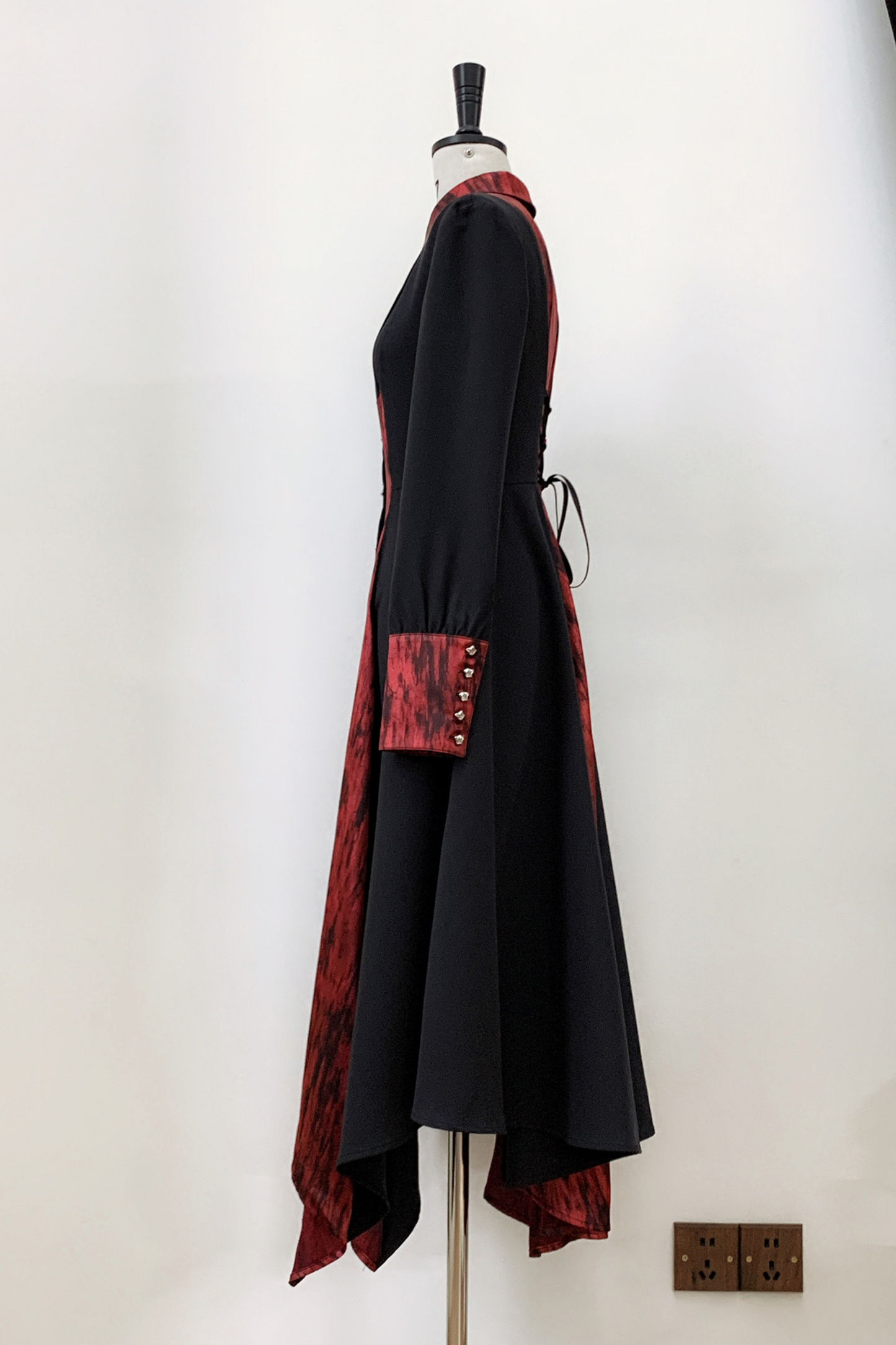 High Collar Blocking Asymmetrical Dress