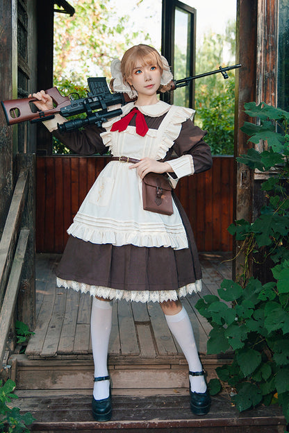 [violent Maid] Long Puff Sleeves Bowknot Classic Lolita Dress 2 Colors