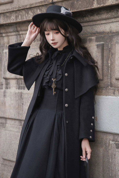 British Detective Lolita Coat + Cape + Skirt + Shirt + Bag + Brooch + Hat + Beret + Necklace