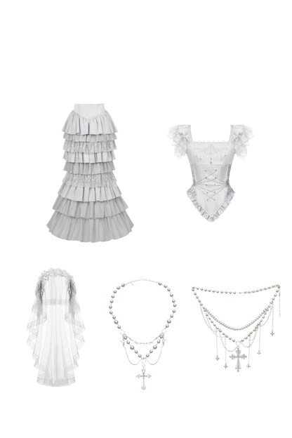 Gothic Lolita Skirt + Corset + Veil + Necklace + Waist Chain