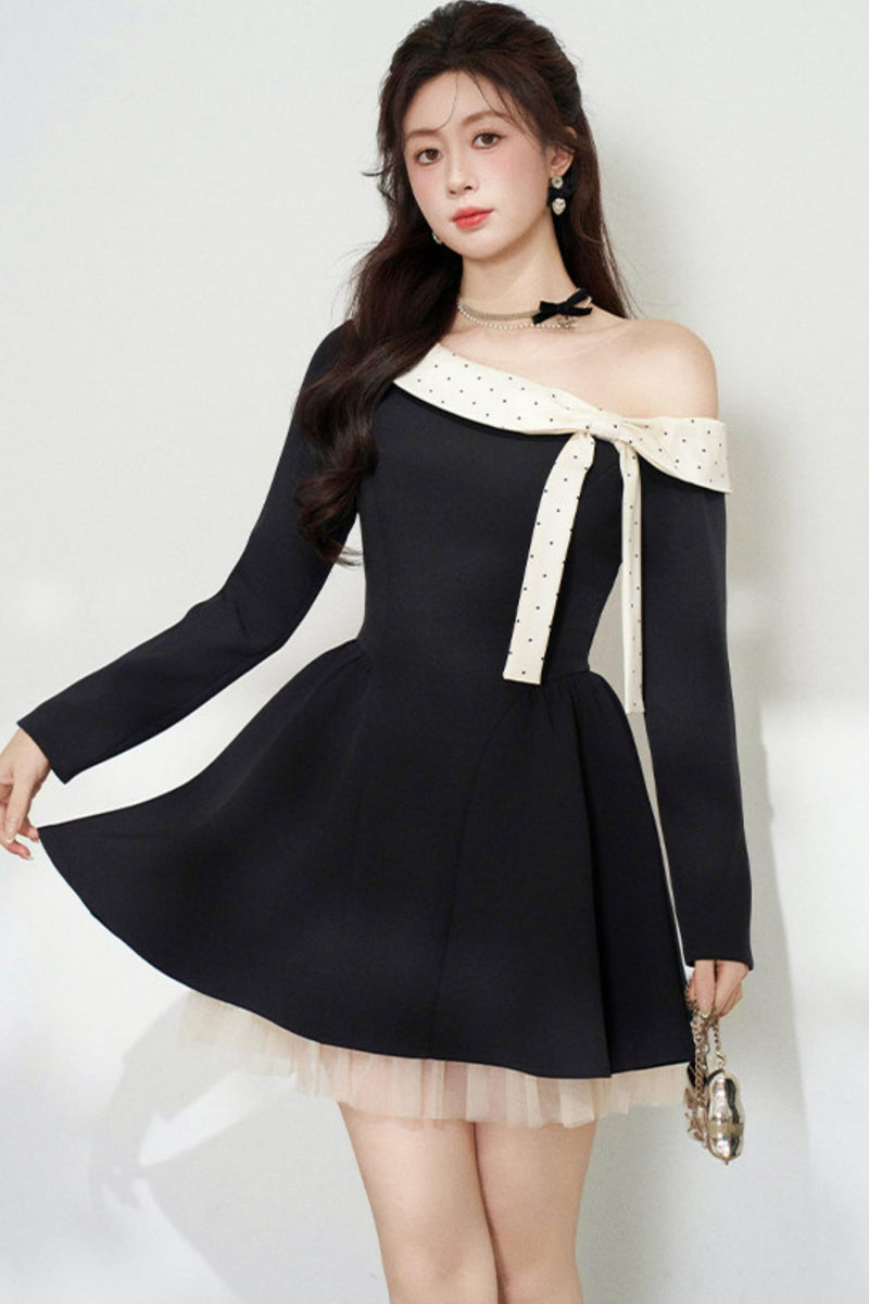 French Sweet Off Shoulder Dress