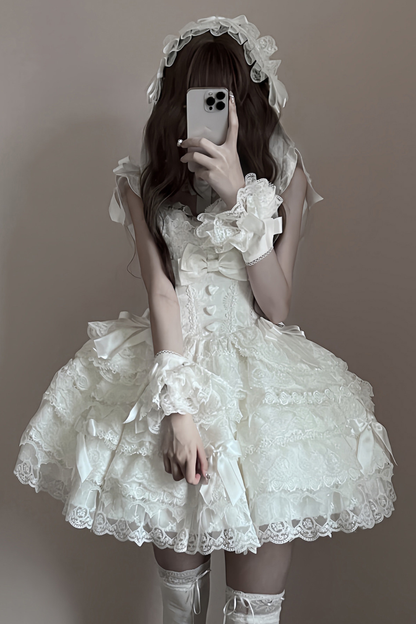 [pre-order] Princess Ballet Tiered Lolita Dress + Headband + Necklace + Sleeves + Tail