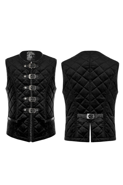 Black Inter-cotton Sleeveless Buckle Gothic Vest