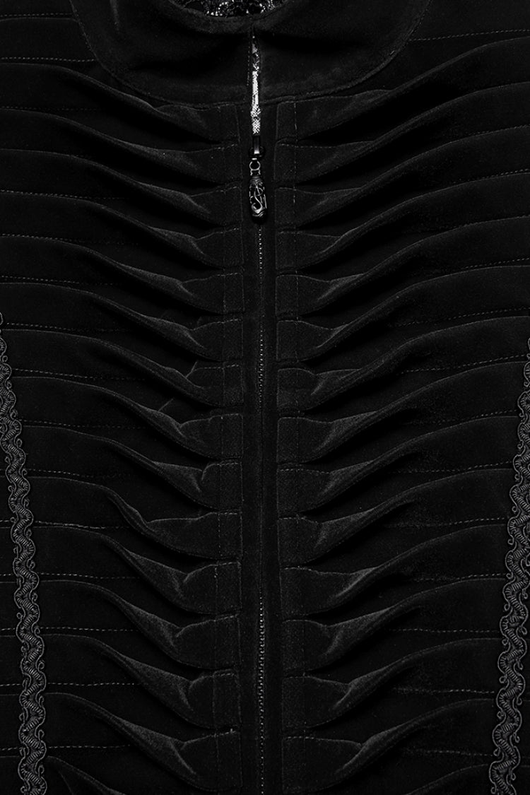Black Stand Collar Pleated Swallow-tailed Gothic Vest