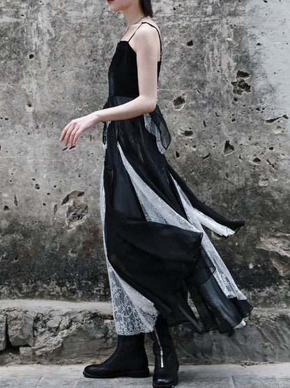 Dark Cool Paneled Asymmetric Ring Dress