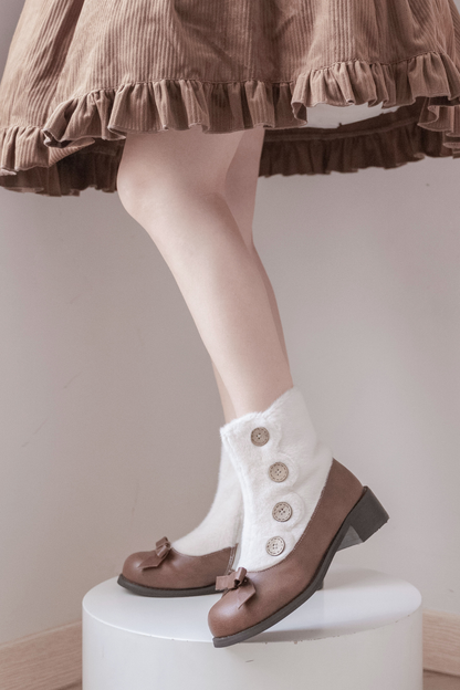 [pre-order] Retro Button Fur Socks Cover Fake Design Boots