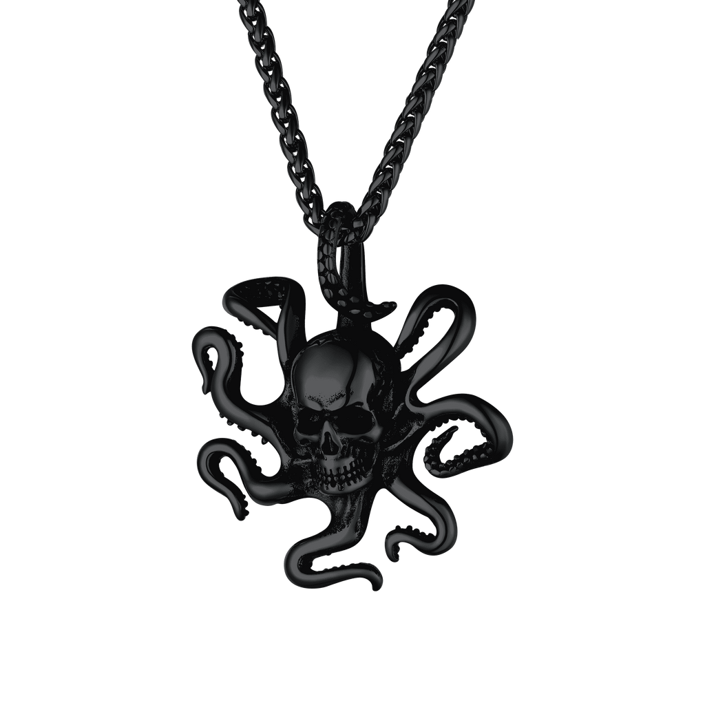 Gothic Octopus Skull Necklace for