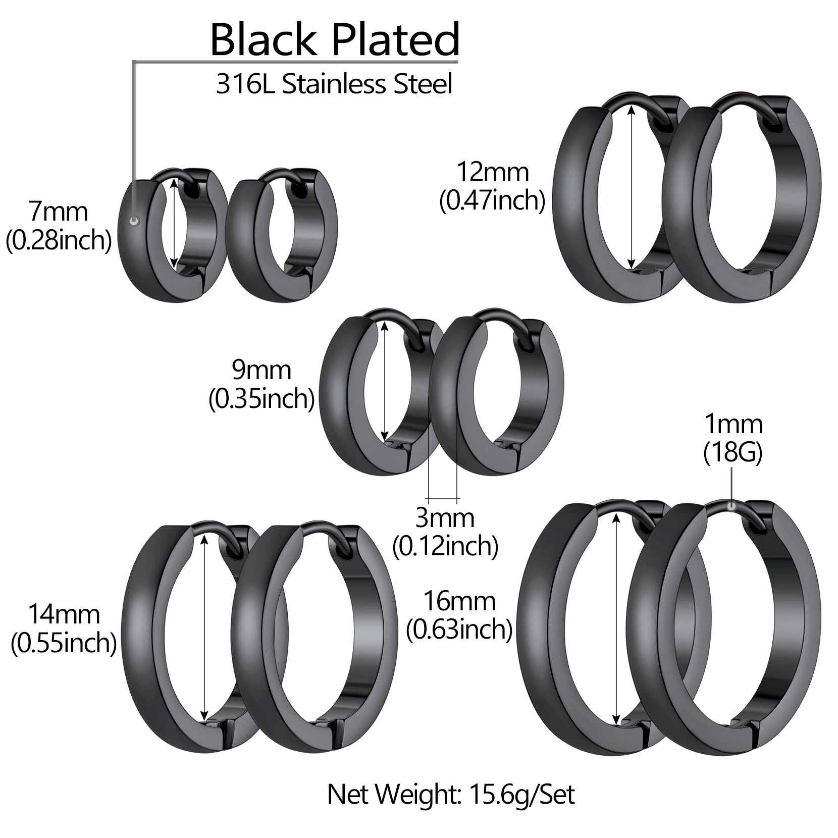 5 Pairs Minimalist Hoop Earrings Set for