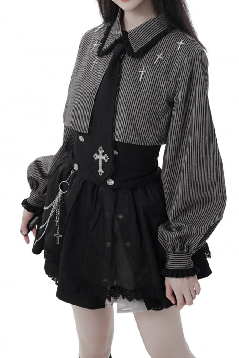 Cross Carol Dark Shirt + Corset + Skirt