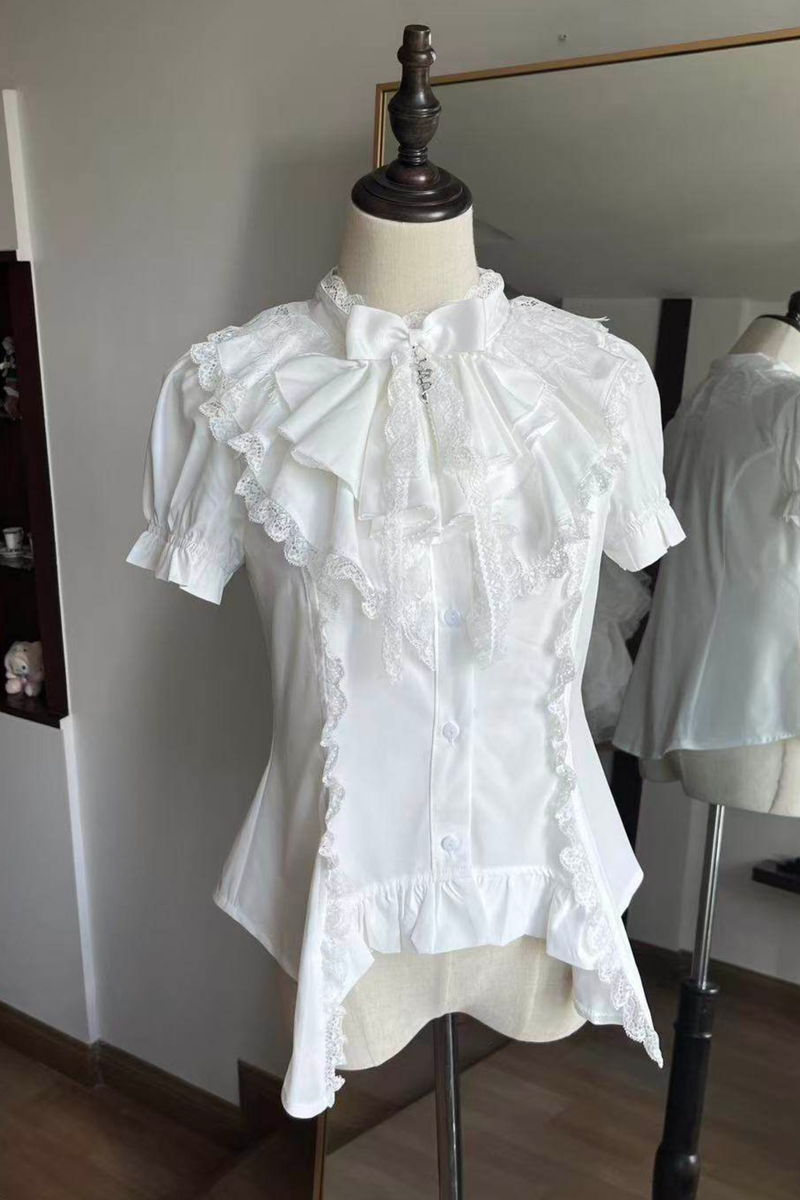 Frilled Gothic Lolita Blouse + Flower Collar