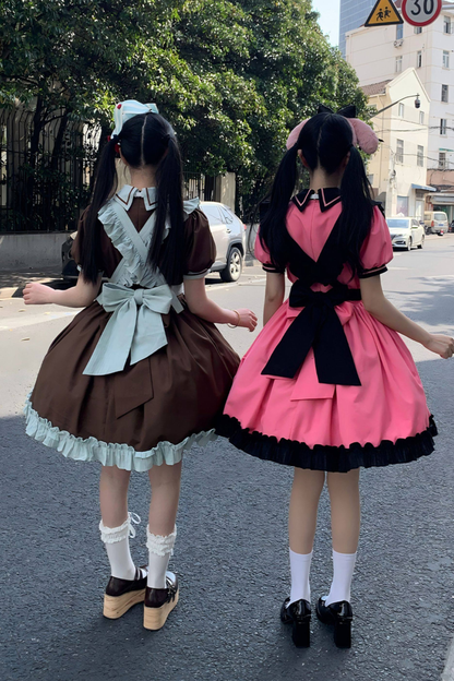 Mint Black Berry Lolita Dress + Apron + Tie