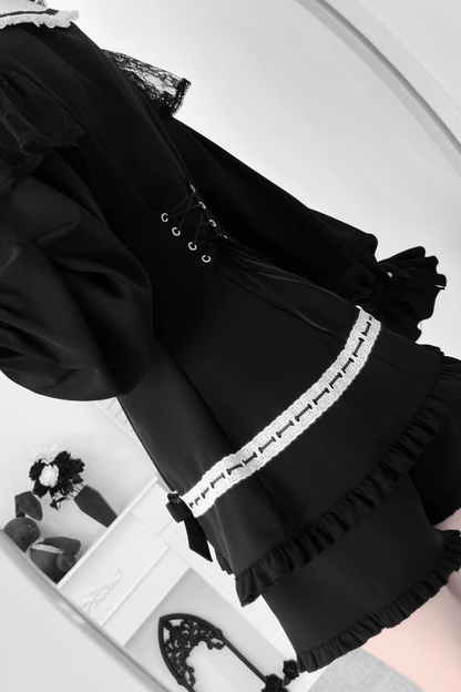 Gothic Ruffled Dark Top + Shorts