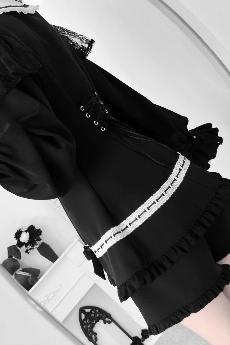 Gothic Ruffled Dark Top + Shorts
